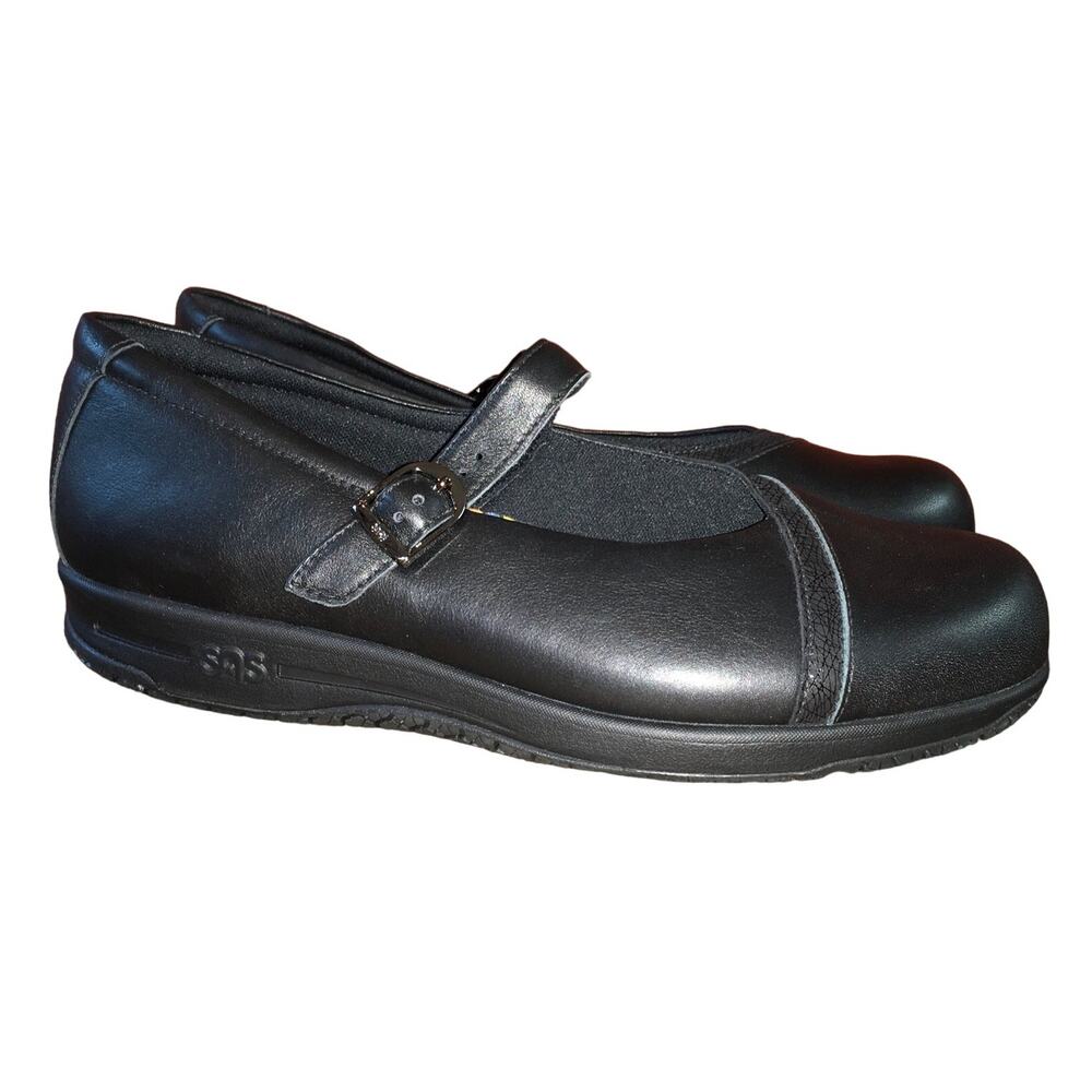 SAS San Antonio Shoes Clare NonSlip Mary Jane Loafer Black Womens 9.5 Narrow EUC